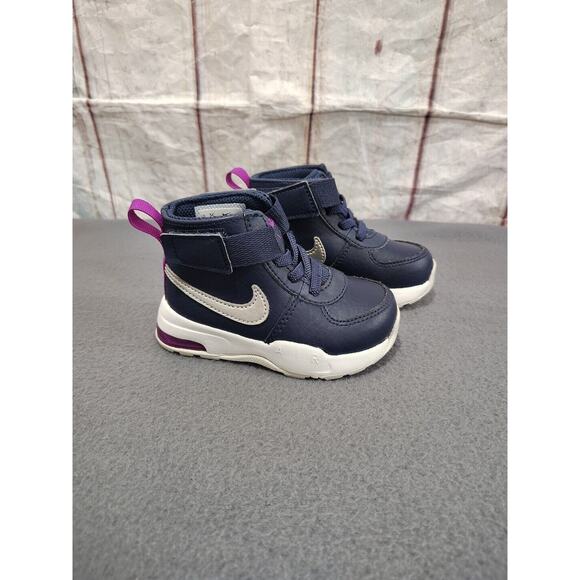 Nike Air Max Goaterra 2.0 Preschool Midnight Navy Metallic Silver Size 5C - Picture 1 of 9